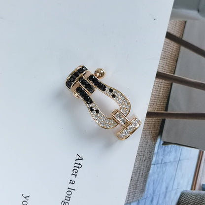 [Leaves]FORCE LARGE HORSESHOE BLACK & WHITE DIAMOND BRACELET - WHITE GOLD
