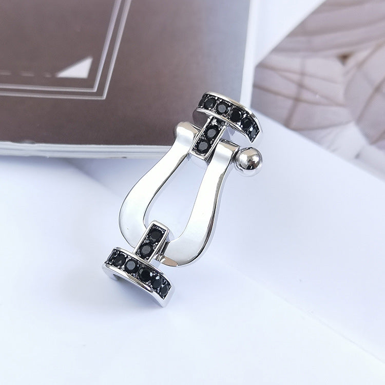 [Leaves]FORCE LARGE HORSESHOE BLACK DIAMOND BRACELET - WHITE GOLD