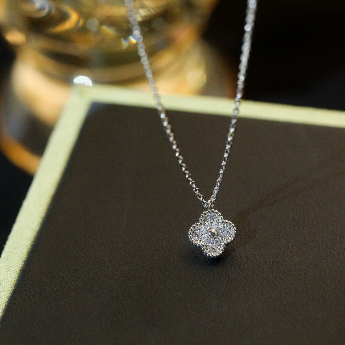 [Leaves]CLOVER MINI 9.5MM PENDANT DIAMOND NECKLACE