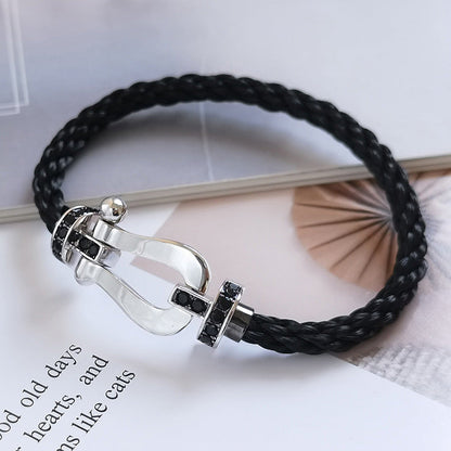 [Leaves]FORCE LARGE HORSESHOE BLACK DIAMOND BRACELET - WHITE GOLD
