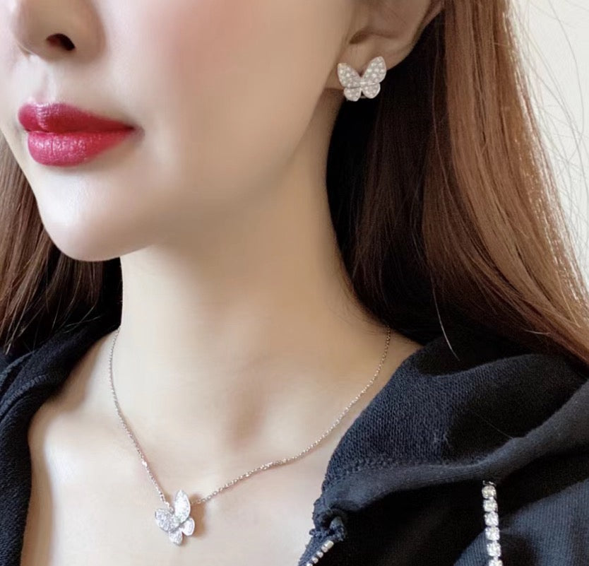 [Leaves]BUTTERFLY ALL DIAMOND EARRINGS