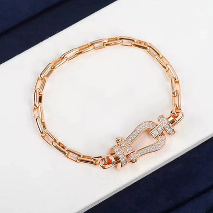 [Leaves]FORCE LARGE HORSESHOE CLASP METAL BRACELET