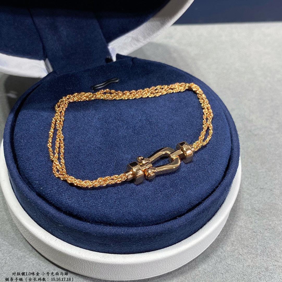 [Leaves]FORCE SMALL HORSESHOE  DIAMOND CHAIN ROPE BRACELET