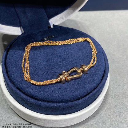 [Leaves]FORCE SMALL HORSESHOE  DIAMOND CHAIN ROPE BRACELET