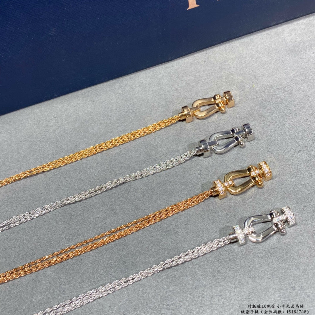[Leaves]FORCE SMALL HORSESHOE  DIAMOND CHAIN ROPE BRACELET