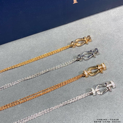 [Leaves]FORCE SMALL HORSESHOE  DIAMOND CHAIN ROPE BRACELET