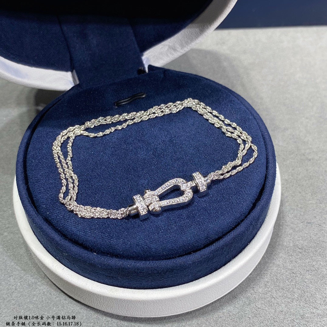 [Leaves]FORCE SMALL HORSESHOE  DIAMOND CHAIN ROPE BRACELET