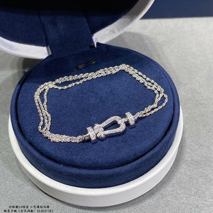 [Leaves]FORCE SMALL HORSESHOE  DIAMOND CHAIN ROPE BRACELET