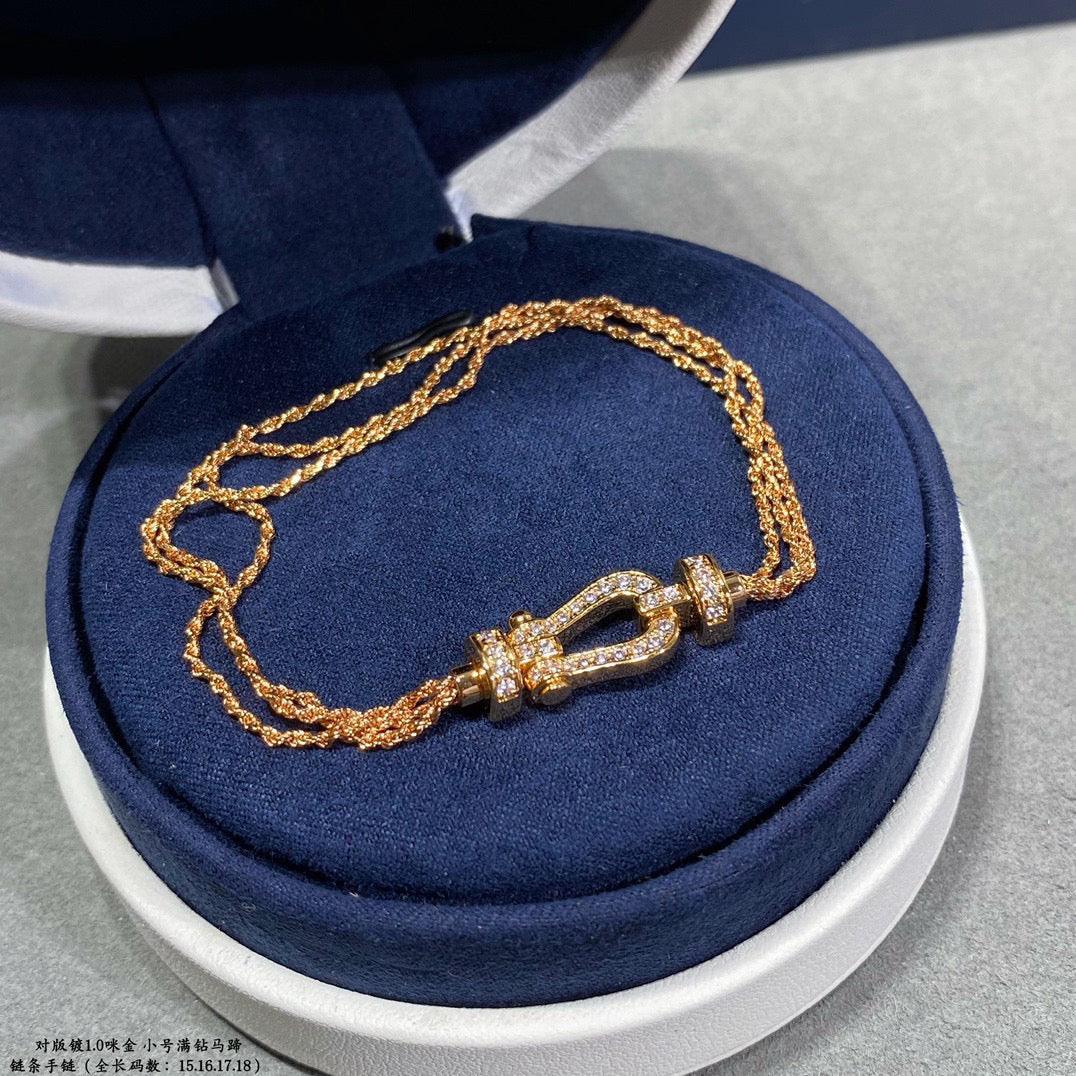 [Leaves]FORCE SMALL HORSESHOE  DIAMOND CHAIN ROPE BRACELET