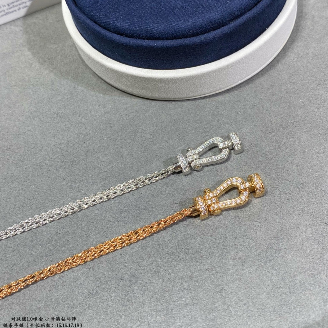 [Leaves]FORCE SMALL HORSESHOE  DIAMOND CHAIN ROPE BRACELET
