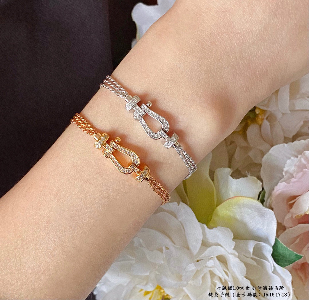 [Leaves]FORCE SMALL HORSESHOE  DIAMOND CHAIN ROPE BRACELET