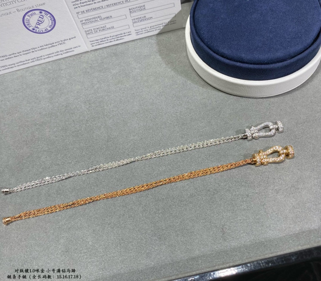 [Leaves]FORCE SMALL HORSESHOE  DIAMOND CHAIN ROPE BRACELET