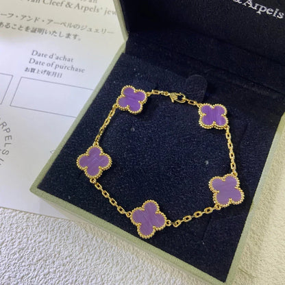[Leaves]LUCKY CLOVER 5-MOTIF BRACELET - VIOLET COLLECTION