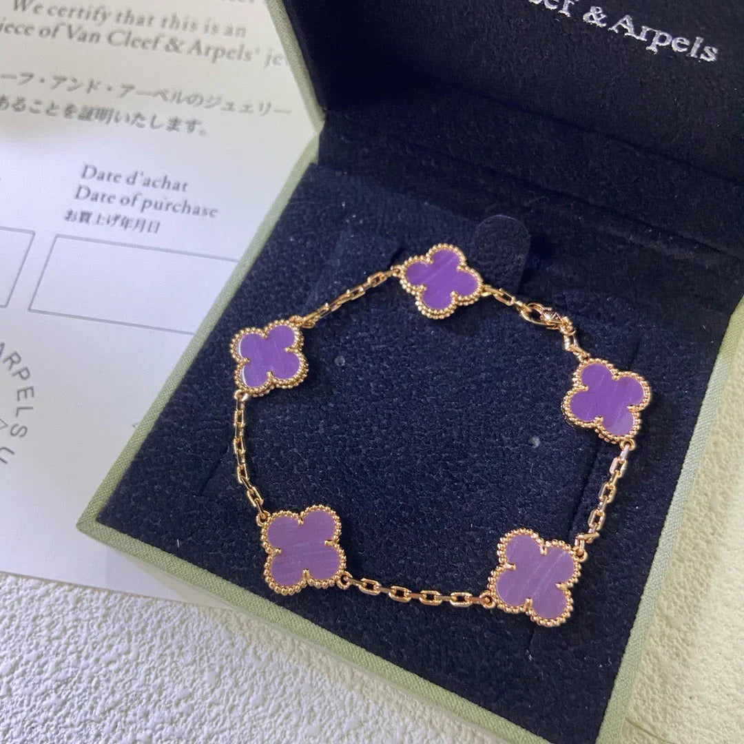[Leaves]LUCKY CLOVER 5-MOTIF BRACELET - VIOLET COLLECTION