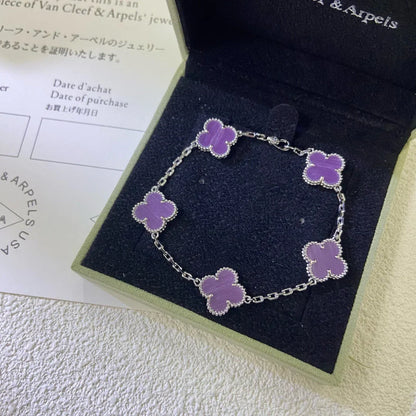 [Leaves]LUCKY CLOVER 5-MOTIF BRACELET - VIOLET COLLECTION