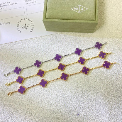 [Leaves]LUCKY CLOVER 5-MOTIF BRACELET - VIOLET COLLECTION