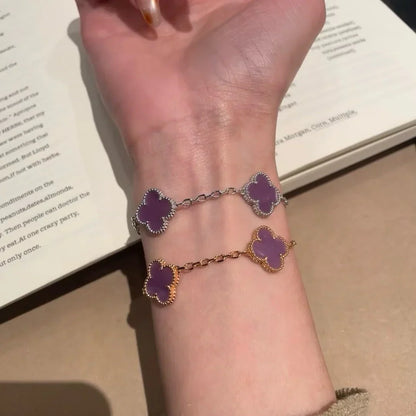 [Leaves]LUCKY CLOVER 5-MOTIF BRACELET - VIOLET COLLECTION