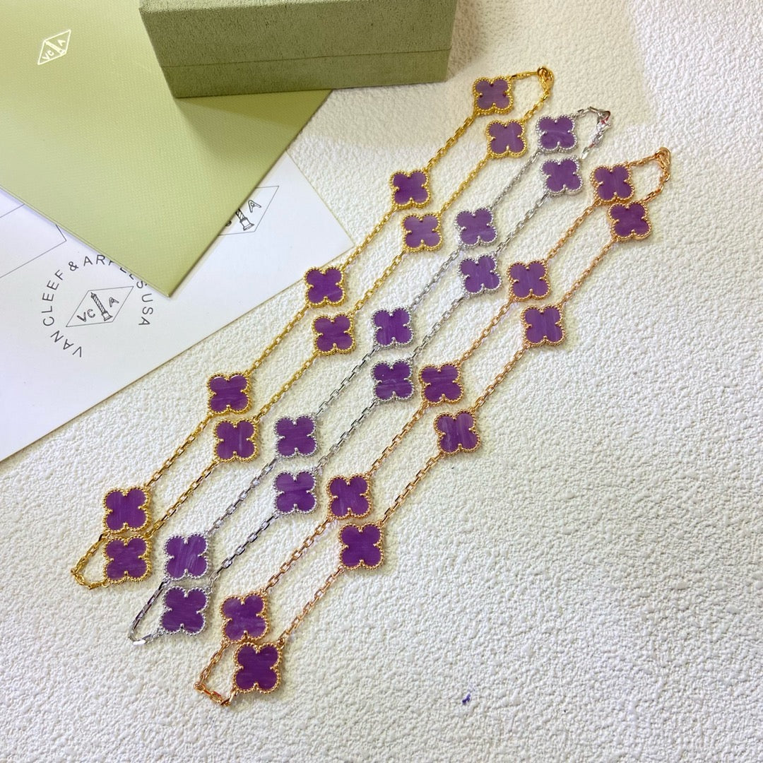 [Leaves]CLOVER 10 MOTIFS  PURPLE VIOLET  NECKLACE