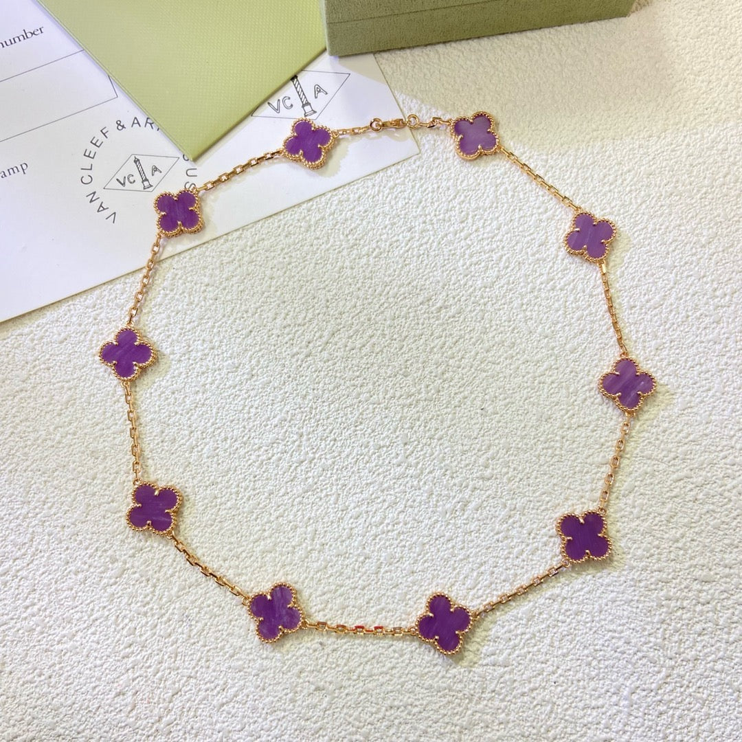 [Leaves]CLOVER 10 MOTIFS  PURPLE VIOLET  NECKLACE