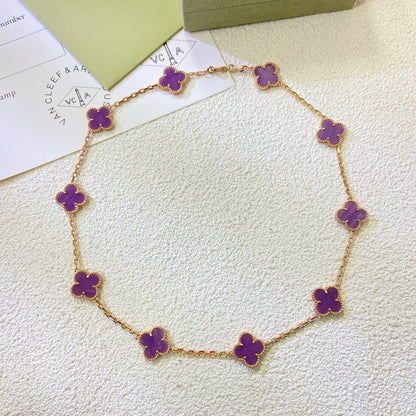 [Leaves]CLOVER 10 MOTIFS  PURPLE VIOLET  NECKLACE