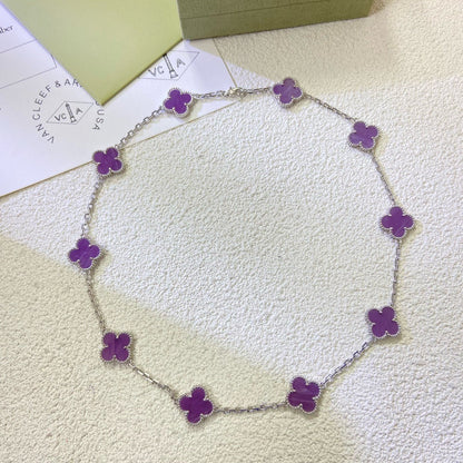 [Leaves]CLOVER 10 MOTIFS  PURPLE VIOLET  NECKLACE