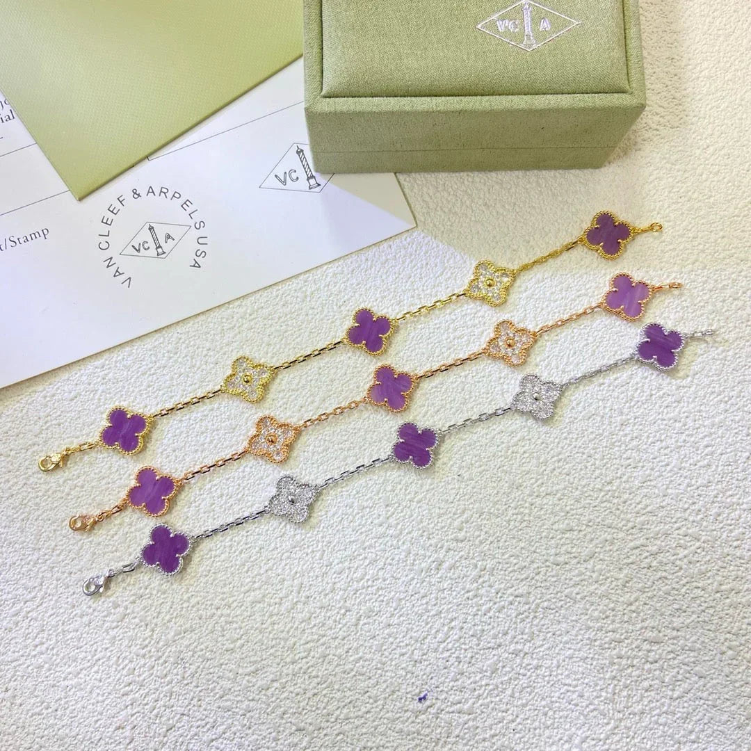 [Leaves]LUCKY CLOVER 5-MOTIF BRACELET - VIOLET COLLECTION