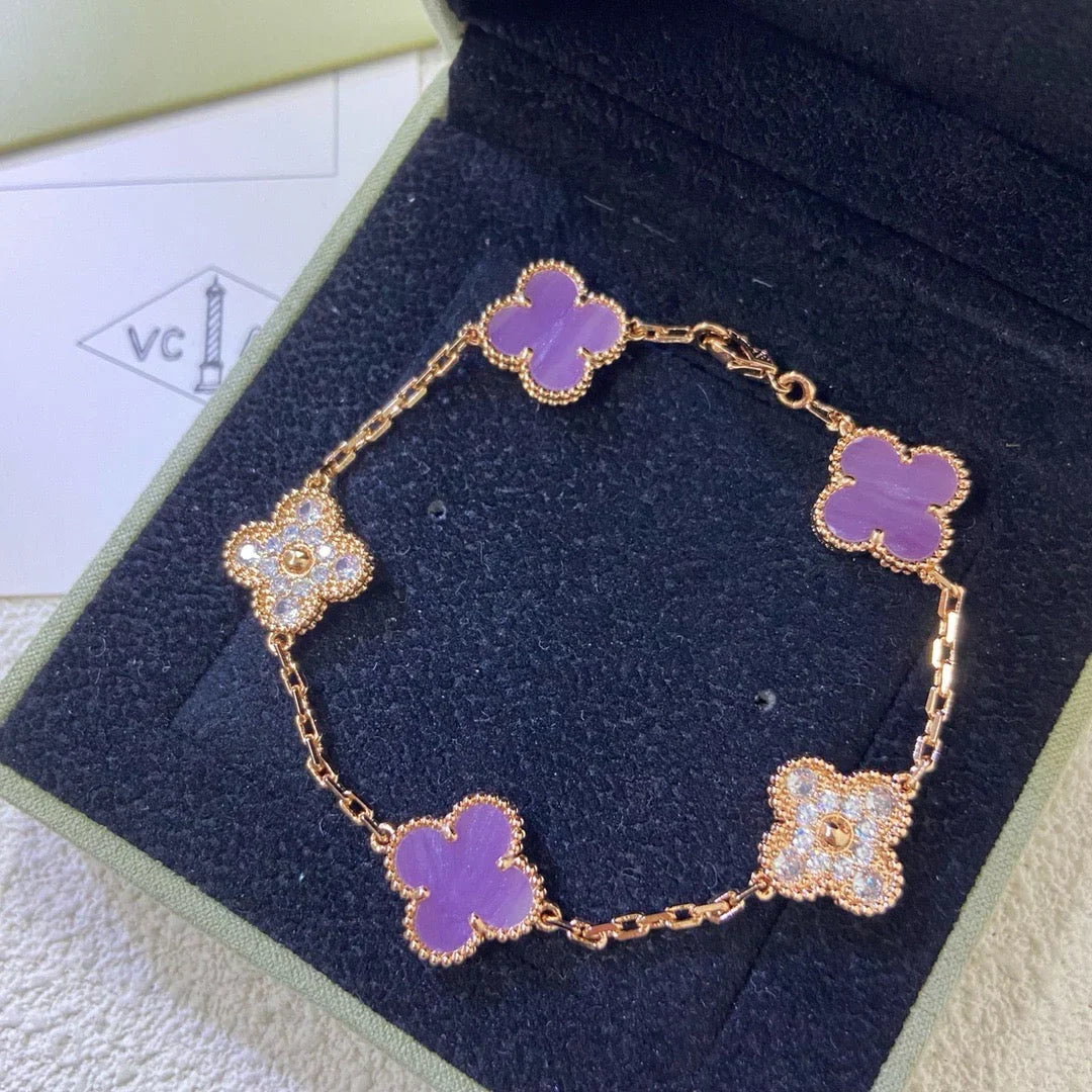 [Leaves]LUCKY CLOVER 5-MOTIF BRACELET - VIOLET COLLECTION