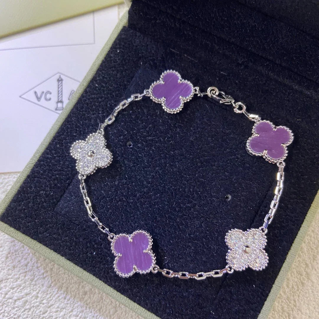 [Leaves]LUCKY CLOVER 5-MOTIF BRACELET - VIOLET COLLECTION