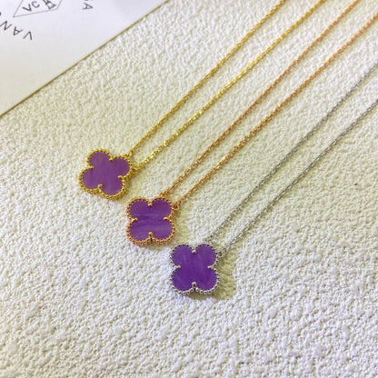 [Leaves]CLOVER 15MM  PURPLE VIOLET NECKLACE