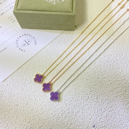 [Leaves]CLOVER 15MM  PURPLE VIOLET NECKLACE