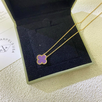 [Leaves]CLOVER 15MM  PURPLE VIOLET NECKLACE
