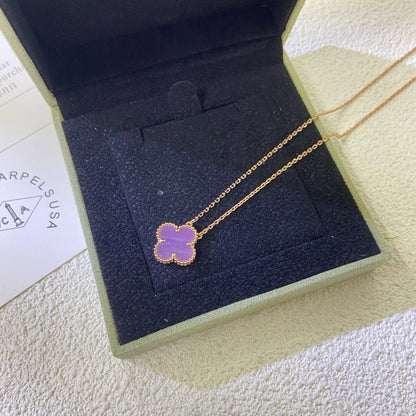 [Leaves]CLOVER 15MM  PURPLE VIOLET NECKLACE