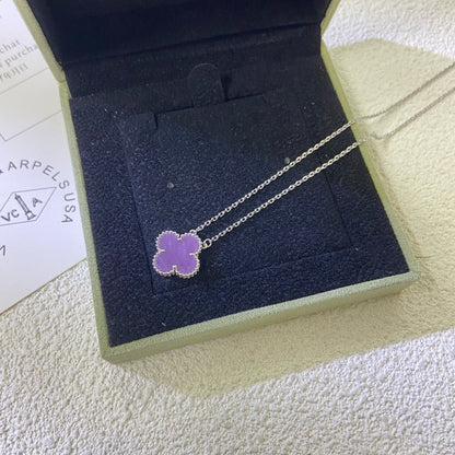 [Leaves]CLOVER 15MM  PURPLE VIOLET NECKLACE