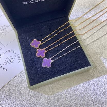[Leaves]CLOVER 15MM  PURPLE VIOLET NECKLACE