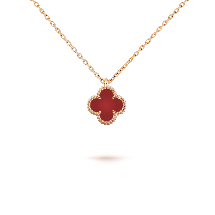 [Leaves]CLOVER MINI 9.5MM WHITE CARNELIANS NECKLACE
