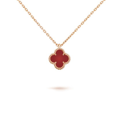 [Leaves]CLOVER MINI 9.5MM WHITE CARNELIANS NECKLACE