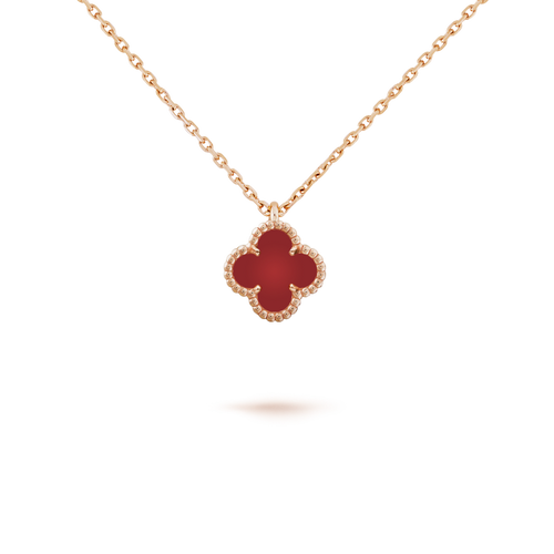 [Leaves]CLOVER MINI 9.5MM WHITE CARNELIANS NECKLACE