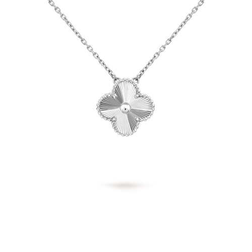 [Leaves]15MM CLOVER FLOWER PENDANT NECKLACE WHITE GOLD COLLECTION