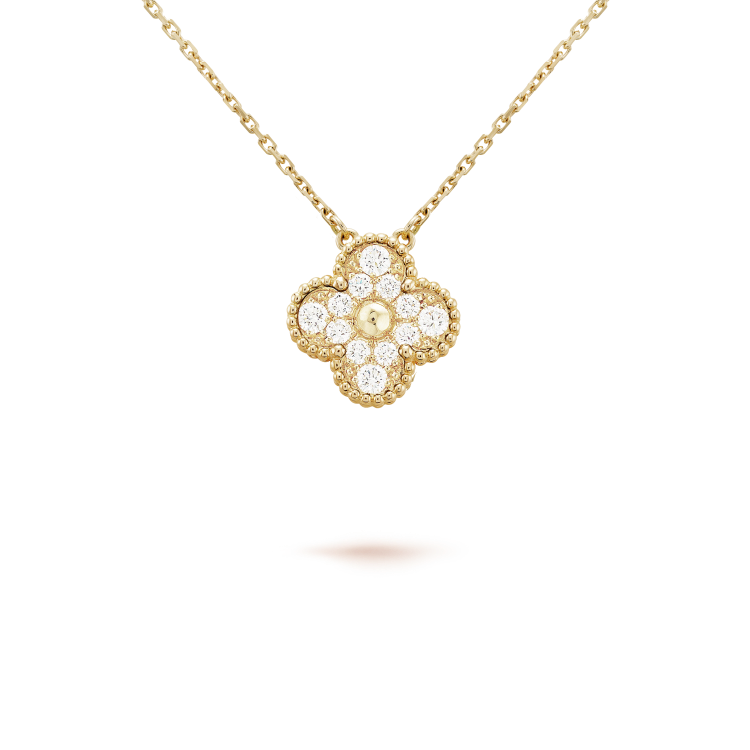 [Leaves]CLOVER 15MM DIAMOND SINGLE FLOWER NECKLACE