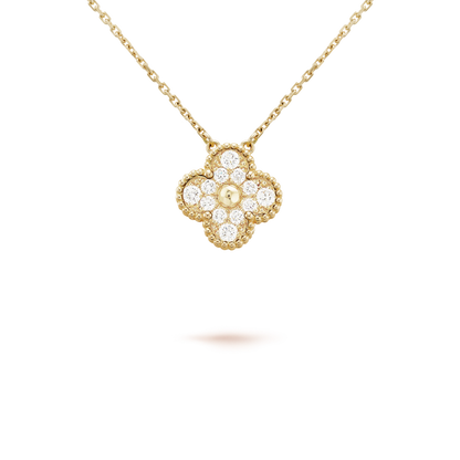 [Leaves]CLOVER 15MM DIAMOND SINGLE FLOWER NECKLACE