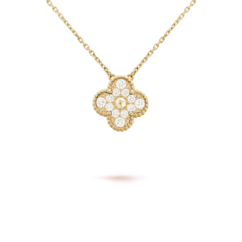[Leaves]CLOVER 15MM DIAMOND SINGLE FLOWER NECKLACE