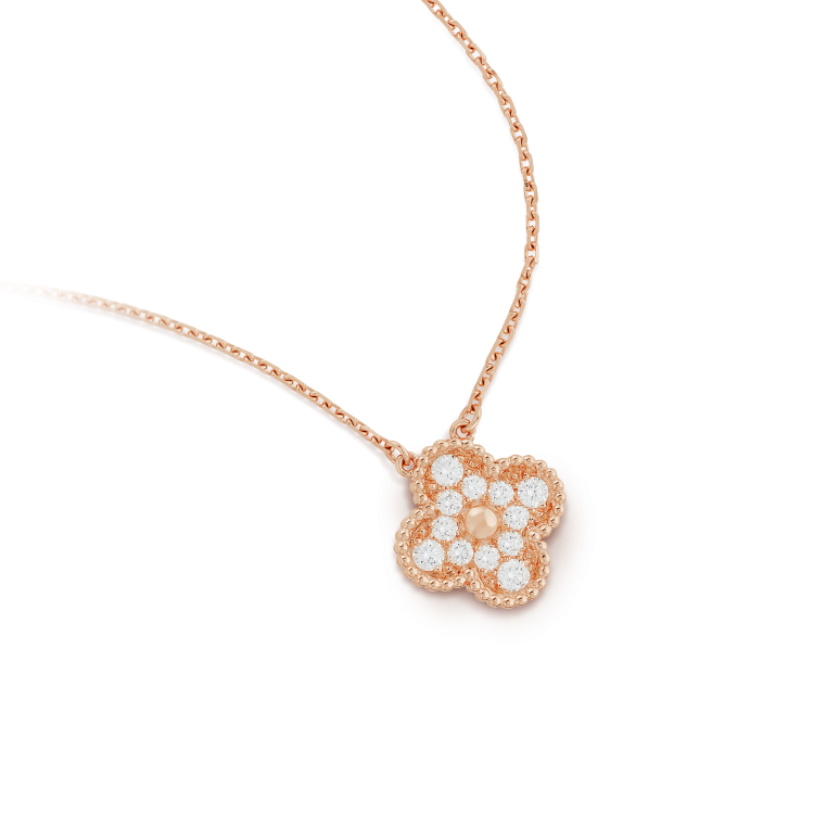 [Leaves]CLOVER 15MM DIAMOND SINGLE FLOWER NECKLACE