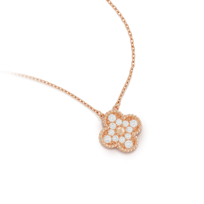[Leaves]CLOVER 15MM DIAMOND SINGLE FLOWER NECKLACE
