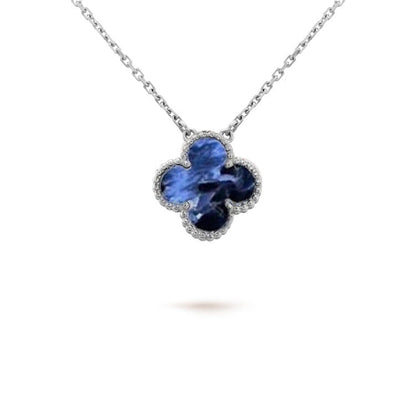 [Leaves]CLOVER 15MM PIETERSITE NECKLACE SILVER