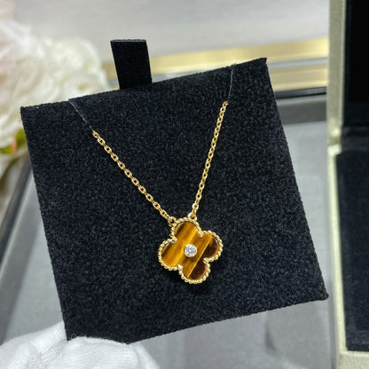 [Leaves]CLOVER 15MM DIAMOND AND YELLOW TIGER'S EYE AGATE necklace