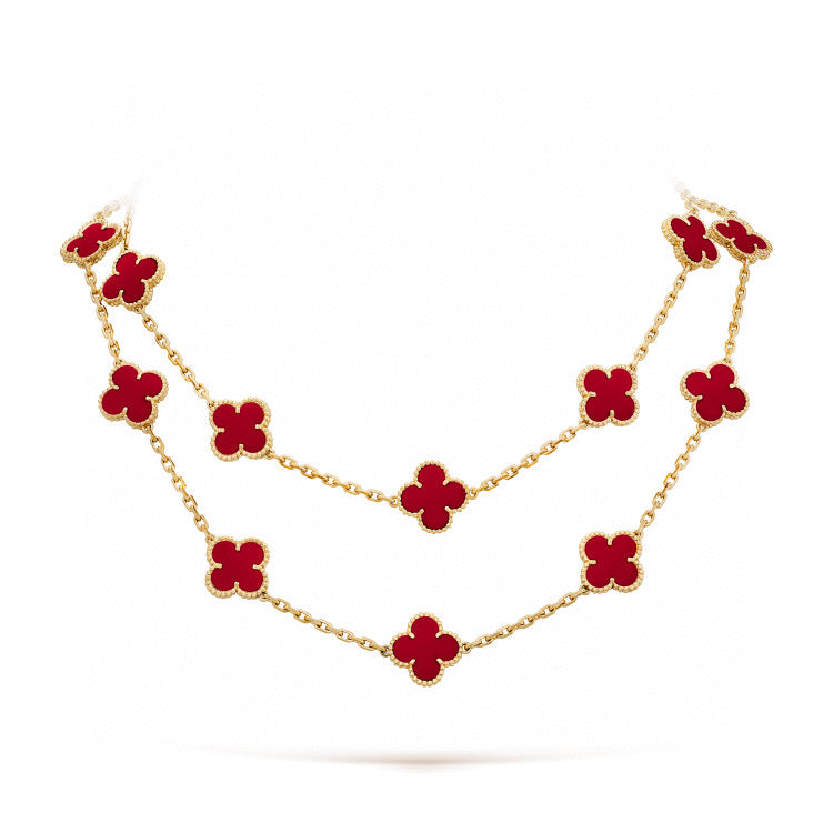 [Leaves]CLOVER 20 MOTIFS CARNELIAN NECKLACE