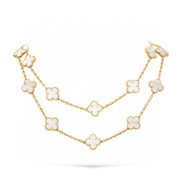 [Leaves]CLOVER 20 MOTIFS WHITE MOP NECKLACE