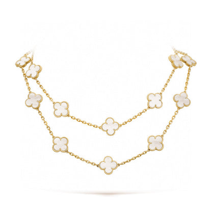[Leaves]CLOVER 20 MOTIFS WHITE MOP NECKLACE