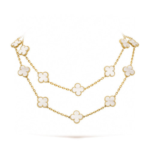 [Leaves]CLOVER 20 MOTIFS WHITE MOP NECKLACE
