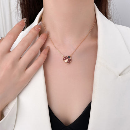 [Leaves]LUCKY CARNELIAN LADYBUG CHARM NECKLACE